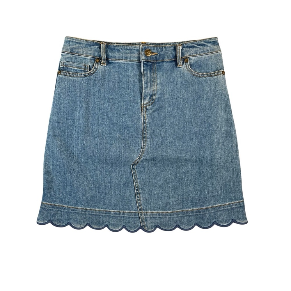 Draper James Women's Scalloped Hem Denim Mini Skirt Size 0